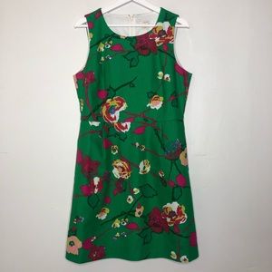 J. Crew Factory floral green cotton a-line dress
